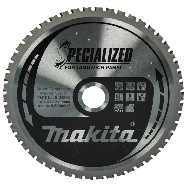 Disc fierastrau pentru placi stratificate, Makita, 235 x 30 x 1.8 mm, 50 dinti, Argintiu
