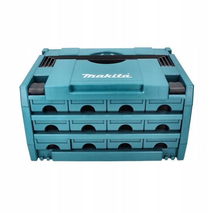 Valiza scule, Makita, 12 sertare, Plastic, 395x295x215 mm, Albastru/Negru
