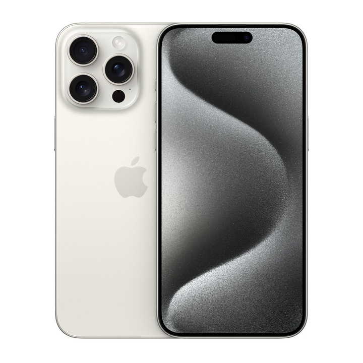 Apple iPhone 15 Pro Max Mobiltelefon, Kártyafüggetlen, 1TB, 5G, Fehér titán