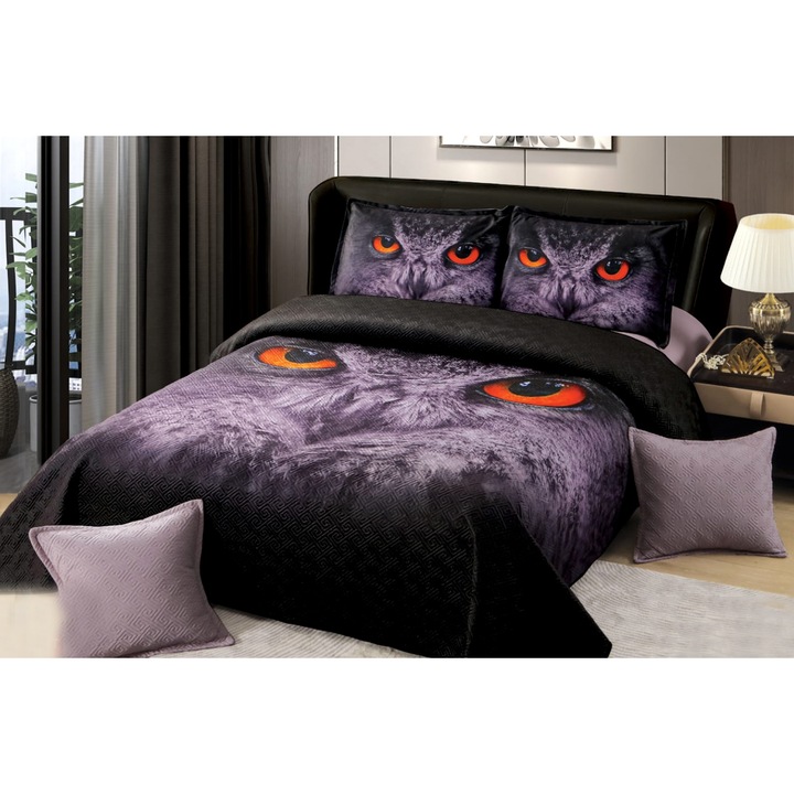 Cuvertura catifea matlasata, cu model, 5 piese, pat 2 persoane, 230x250 cm, CM34