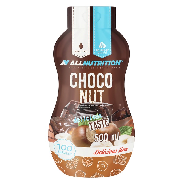 Topping, sos dulce fara zahar, ALLNUTRITION Sweet Sauce, 500ml, Choco-Nut, fara zahar, aroma ciocolata - nuci, hipocaloric