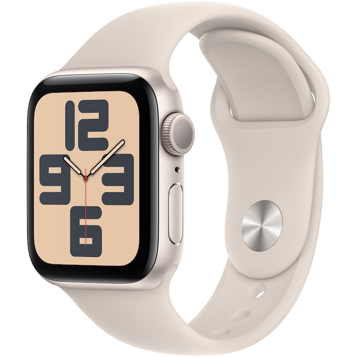 Смарт часовник Apple Watch SE2 v2, 40 мм, Starlight Aluminium Case, Starlight Sport Band - S/M