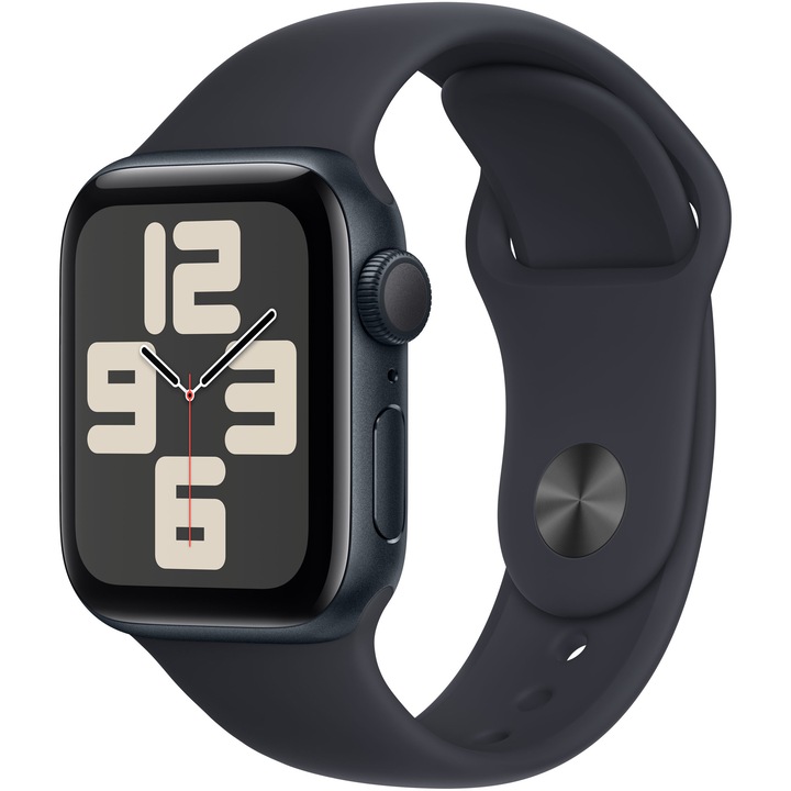 Apple Watch SE (2023), GPS, Carcasa Midnight Aluminium 40mm, Midnight Sport Band - M/L