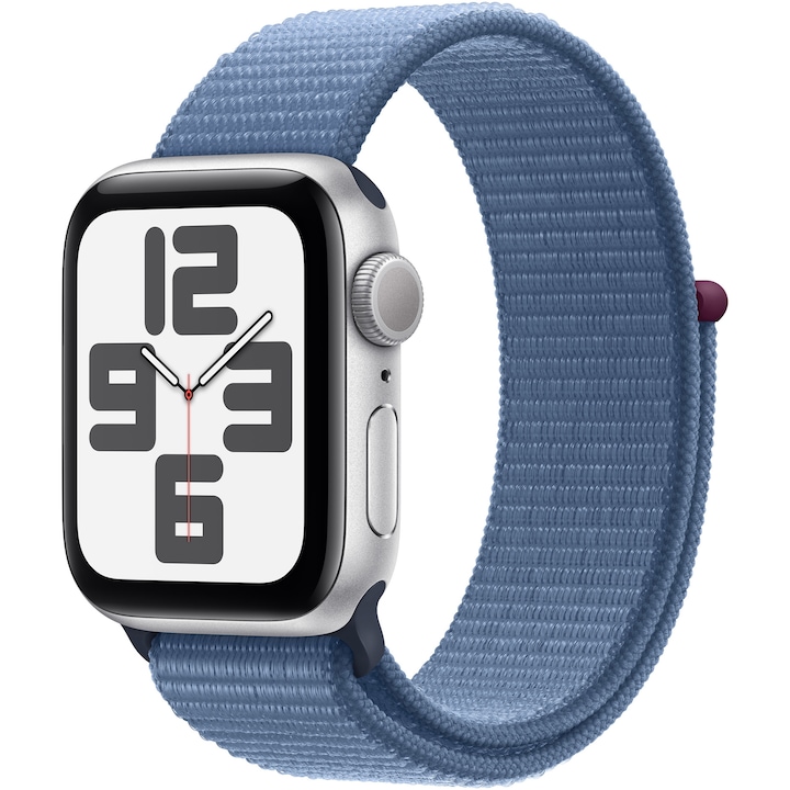 Apple Watch SE (2023), GPS, Carcasa Silver Aluminium 40mm, Winter Blue Sport Loop