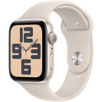 Apple Watch SE (2023), GPS, Carcasa Starlight Aluminium 44mm, Starlight Sport Band - M/L Apple Watch SE (2023), GPS, Carcasa Starlight Aluminium 44mm, Starlight Sport Band - M/L