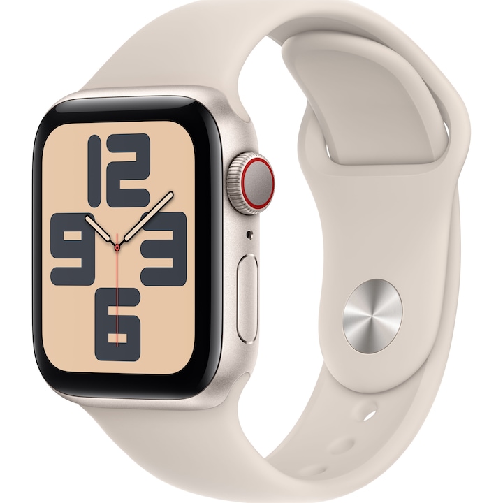Смарт часовник Apple Watch SE2 v2, 40 мм, Cell, Starlight Aluminium Case, Starlight Sport Band - S/M
