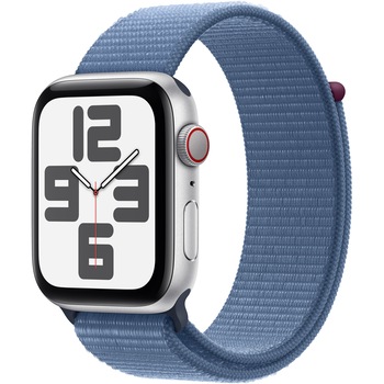 Apple Watch SE (2023), GPS, Cellular, Carcasa Silver Aluminium 44mm, Winter Blue Sport Loop Apple Watch SE (2023), GPS, Cellular, Carcasa Silver Aluminium 44mm, Winter Blue Sport Loop