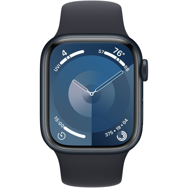 Apple Watch 9 okosóra, GPS, Cellular, Midnight alumínium tok, 41mm, Midnight Sport szíj, M/L