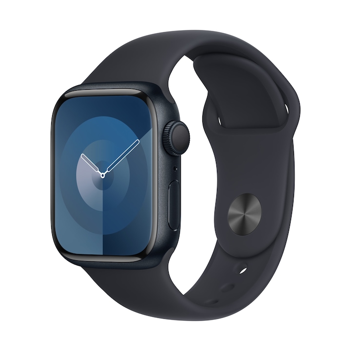 Apple Watch 9, GPS, Carcasa Midnight Aluminium 41mm, Midnight Sport Band - S/M