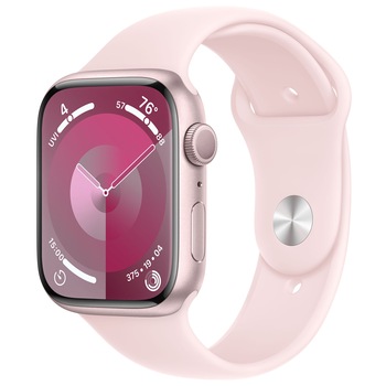 Apple Watch 9, GPS, Carcasa Pink Aluminium 45mm, Light Pink Sport Band - M/L Apple Watch 9, GPS, Carcasa Pink Aluminium 45mm, Light Pink Sport Band - M/L