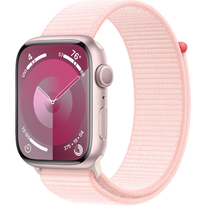 Смарт часовник Apple Watch 9, 45 мм, Pink Aluminium Case, Light Pink Sport Loop