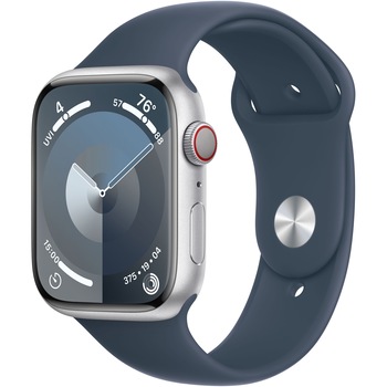 Apple Watch 9, GPS, Cellular, Carcasa Silver Aluminium 45mm, Storm Blue Sport Band - M/L Apple Watch 9, GPS, Cellular, Carcasa Silver Aluminium 45mm, Storm Blue Sport Band - M/L