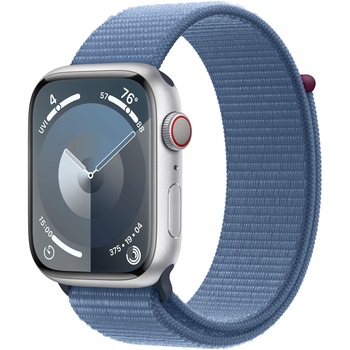 Apple Watch 9, GPS, Cellular, Carcasa Silver Aluminium 45mm, Winter Blue Sport Loop Apple Watch 9, GPS, Cellular, Carcasa Silver Aluminium 45mm, Winter Blue Sport Loop