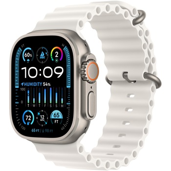 Apple Watch Ultra 2, GPS, Cellular, Carcasa Titanium 49mm, White Ocean Band Apple Watch Ultra 2, GPS, Cellular, Carcasa Titanium 49mm, White Ocean Band