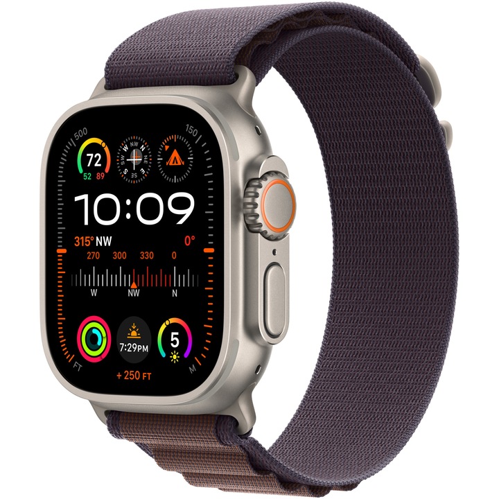 Смарт часовник Apple Watch Ultra 2, 49 мм, Cell, Titanium Case, Indigo Alpine Loop - Medium