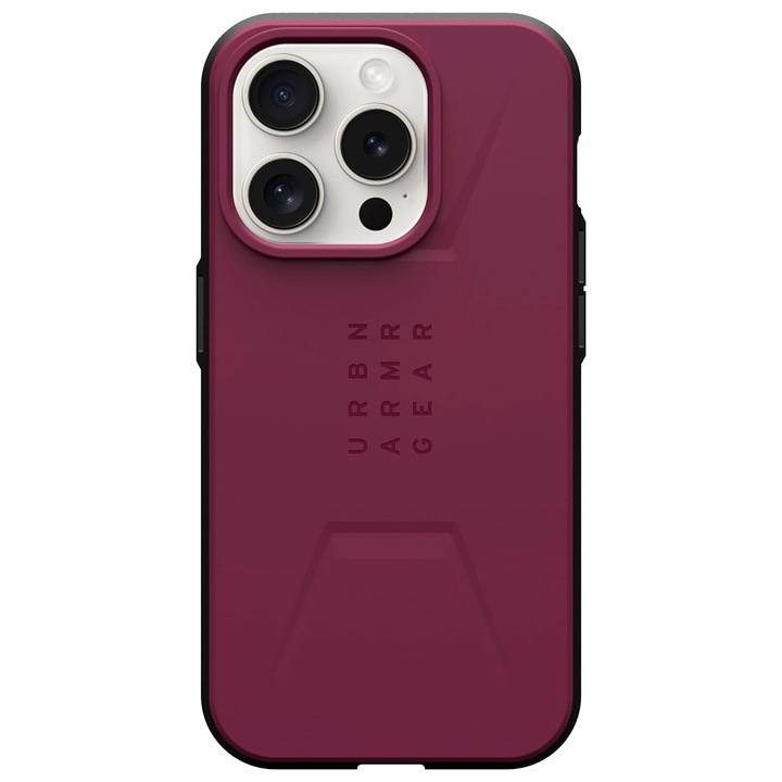 Husa de protectie UAG Civilian Magsafe pentru iPhone 15 Pro, Bordeaux