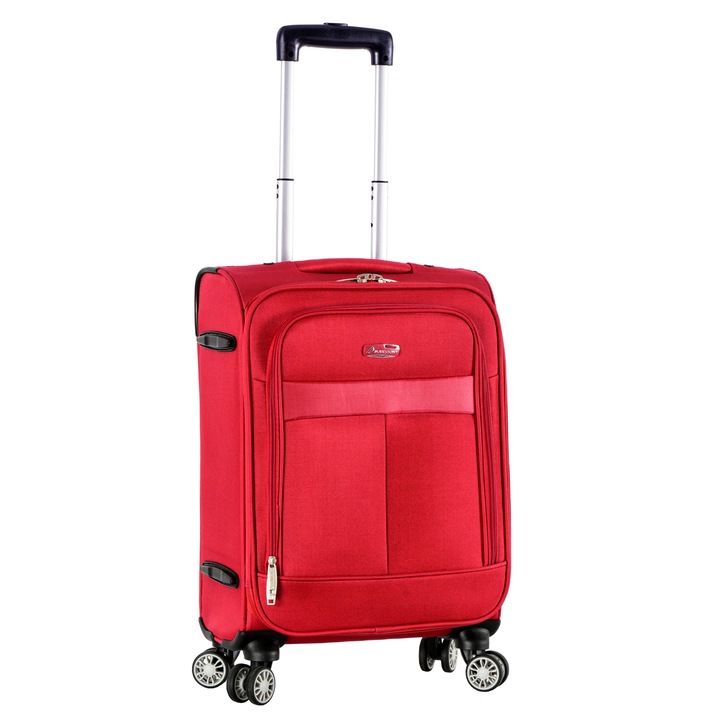 Куфар Madisson SW44803, за ръчен багаж, Полиестер, с 4 колела, 55 cm, Червен