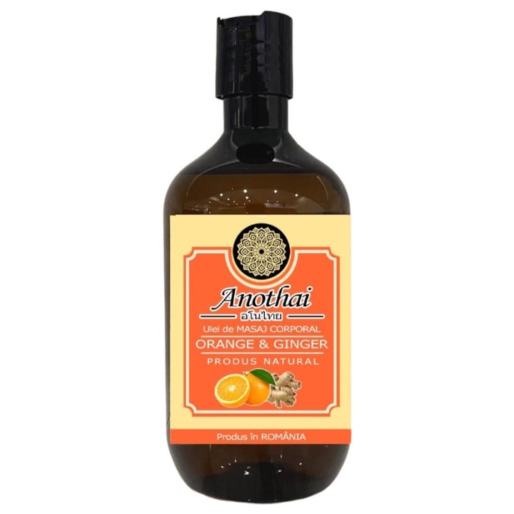Ulei de Masaj Anothai Natural Premium Orange & Ginger - Hidratant si Relaxant, cu Vitamina E, 300 ml