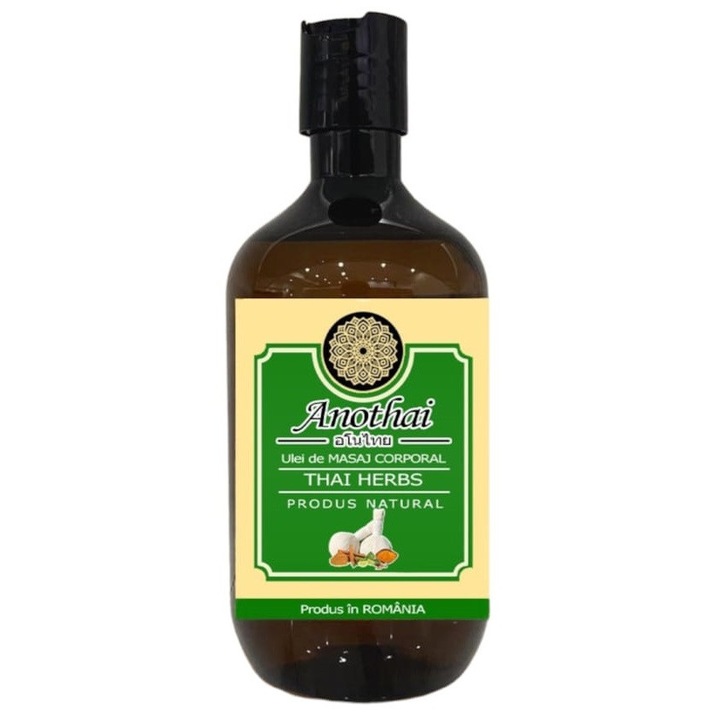 Ulei de Masaj Anothai Natural Premium Thai Herbs - Hidratant si Relaxant, cu Vitamina E, 500 ml