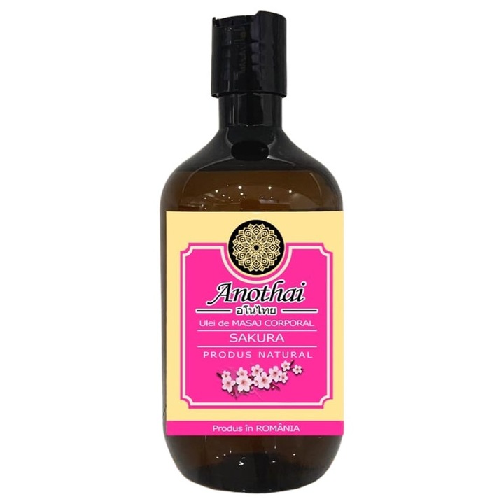 Ulei de Masaj Anothai Natural Premium Sakura - Hidratant si Relaxant, cu Vitamina E, 300 ml