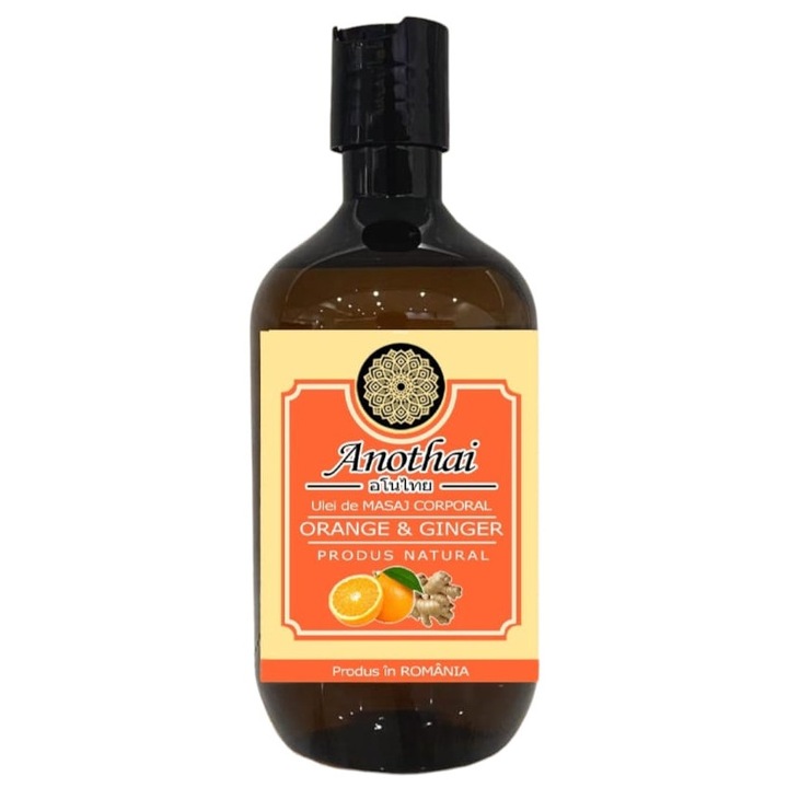 Ulei de Masaj ANOTHAI Natural Premium Orange & Ginger - Hidratant si Relaxant, cu Vitamina E, 1000 ml