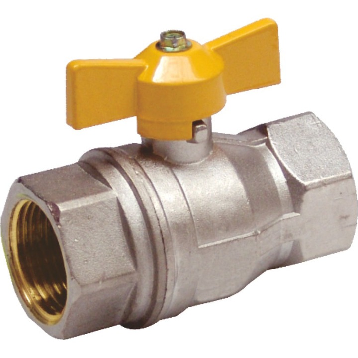 Robinet trecere pentru gaz din bronz cu fluture, 1", Fi + Fi