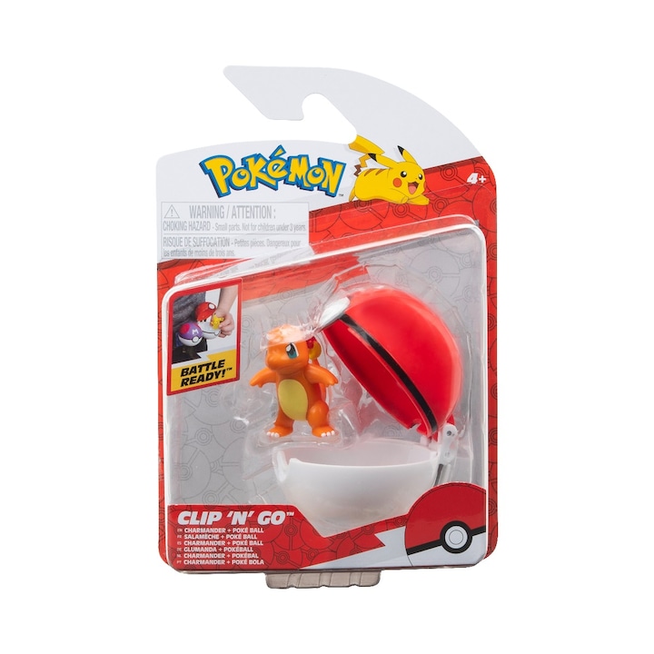 Pokémon Clip n Go figurakészlet, Charmander és Poke Ball, 2 db