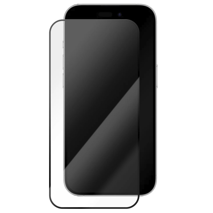 Стъклен протектор за iPhone 15 Plus, прозрачен, с черен контур