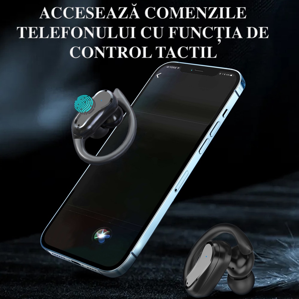 Casti Wireless Zepo ZP63, pentru sport si alergat, Microfon HD, Afisaj