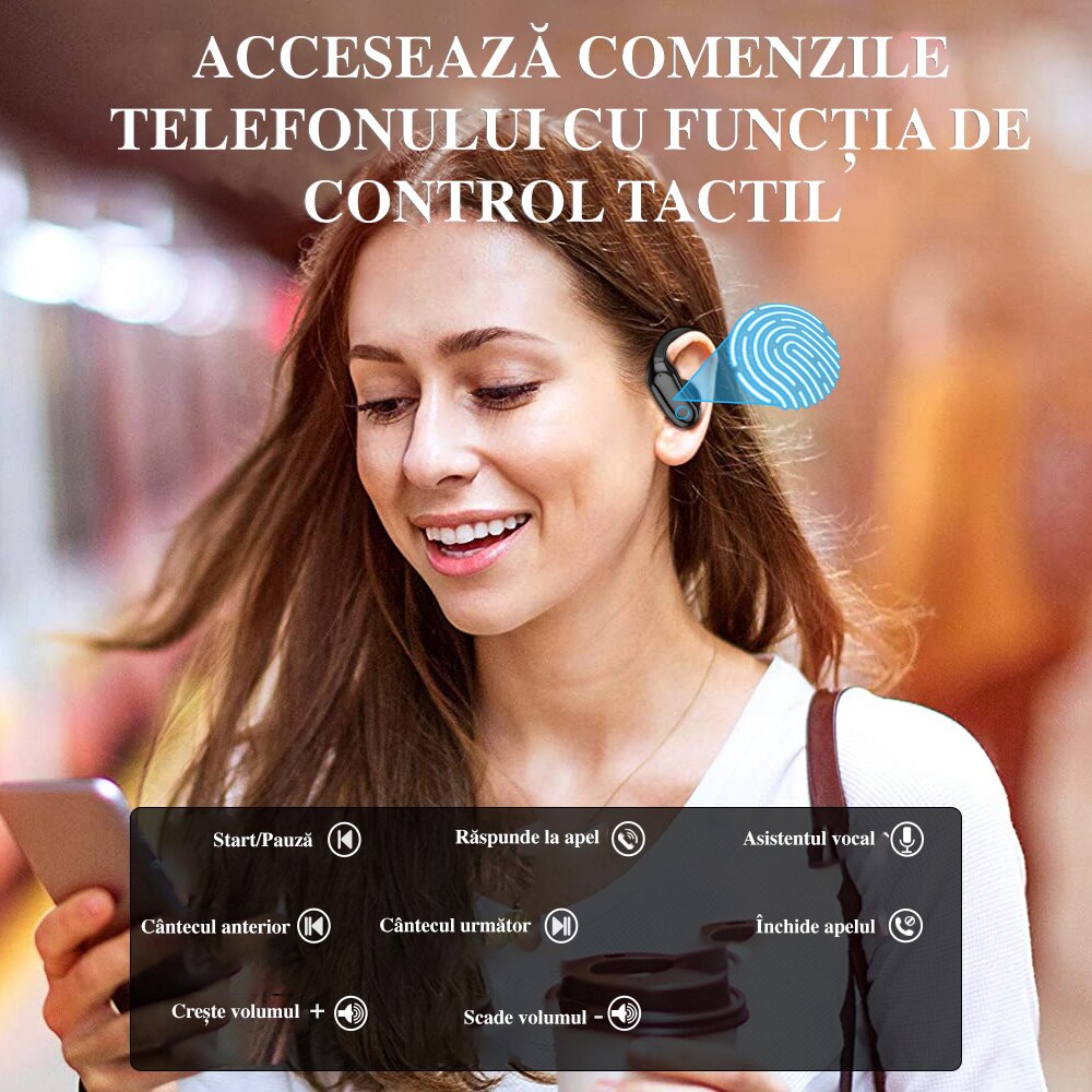 Casti Wireless Zepo ZP62, pentru sport si alergat, Microfon HD, Afisaj digital LED, IPX7