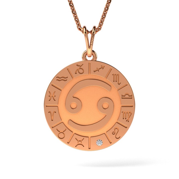 Верижка с висулка от розово злато Рак