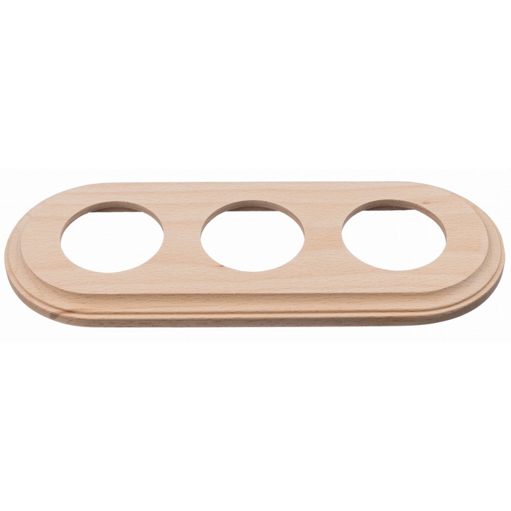 Rama tripla din lemn pentru prize si intrerupatoare, Ledigo, culoare lemn natural, dimensiuni 30x10cm