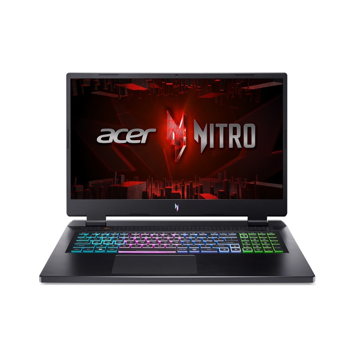 Laptop, Acer, Nitro 5, AN17-51-7593, 17.3", Intel Core i7-13700H 14 nuclee, NVIDIA GeForce RTX 4060 8GB GDDR6, 16GB 4800MHz DDR5, Negru