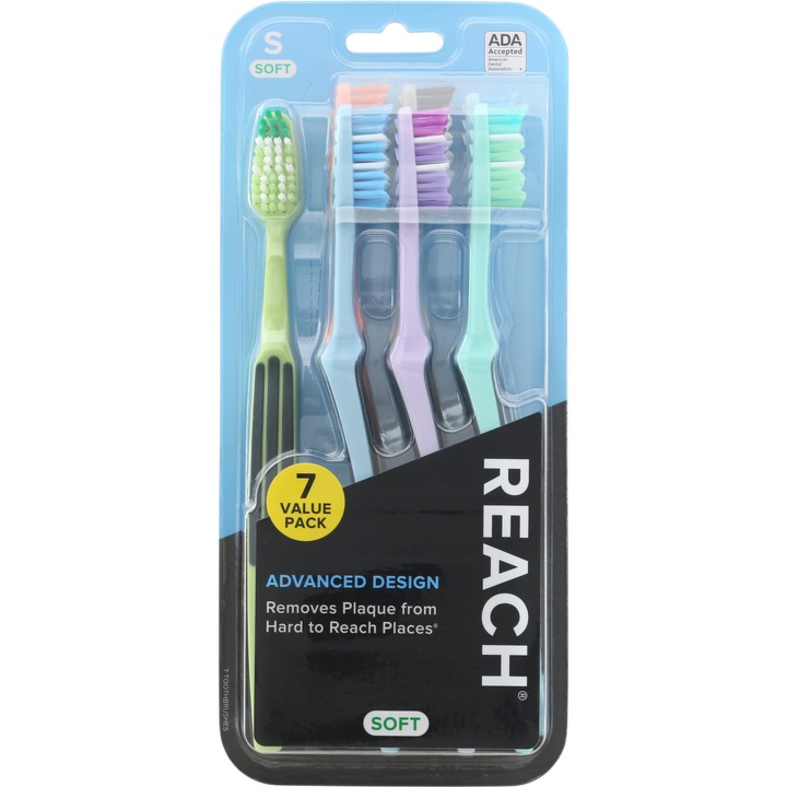 Fogkefe készlet, kinyúló, fejlett kialakítás, szűk helyek tisztítására, 2 sorban elhelyezett sörték, puha, különböző színekben, 7 db