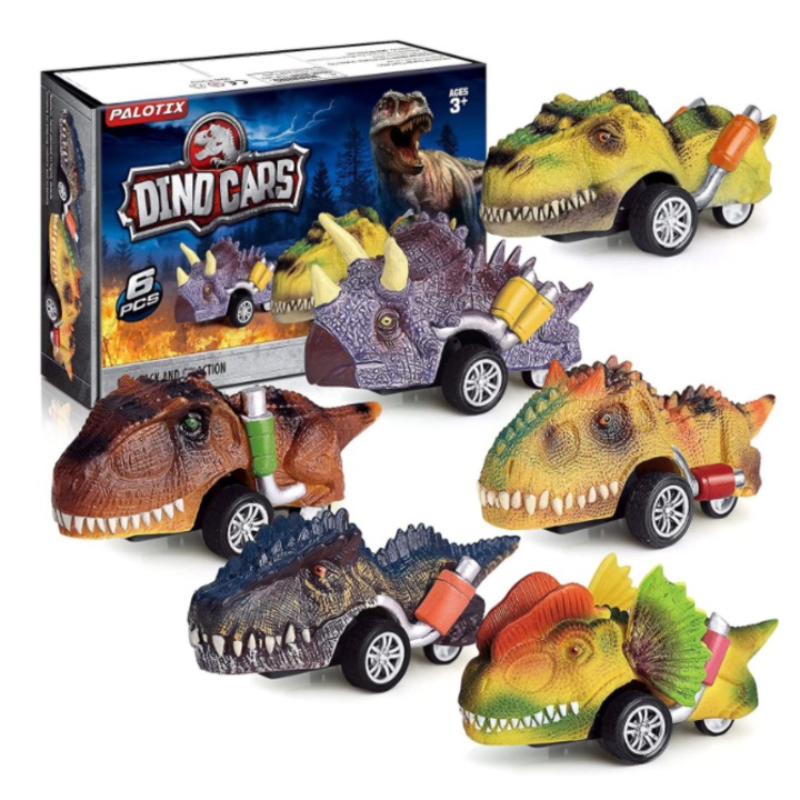 Set 6 Masinute, Dinozaur, LeXHui, Vehicul de rebound, 3 ani+, Multicolor