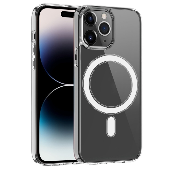 Кейс за Apple iPhone 15 Pro Max, Луксозен, Magsafe, Безжично зареждане, Прозрачен