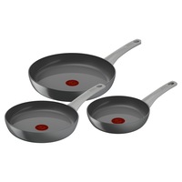Set de 3 tigai Tefal Renew On, 20/24/28 cm, 100% aluminiu reciclat, indicator Thermo-Signal, compatibil cu inductia, invelis ceramic, gri