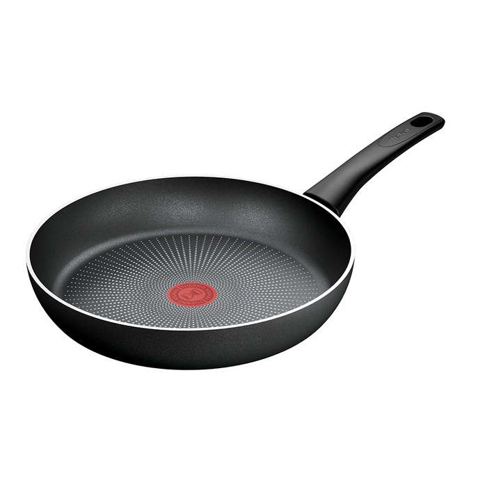 Тиган Tefal Force, Индикатор Thermo-Signal, Съвместим с индукция, Титаниево незалепващо покритие, 28 см, Черен
