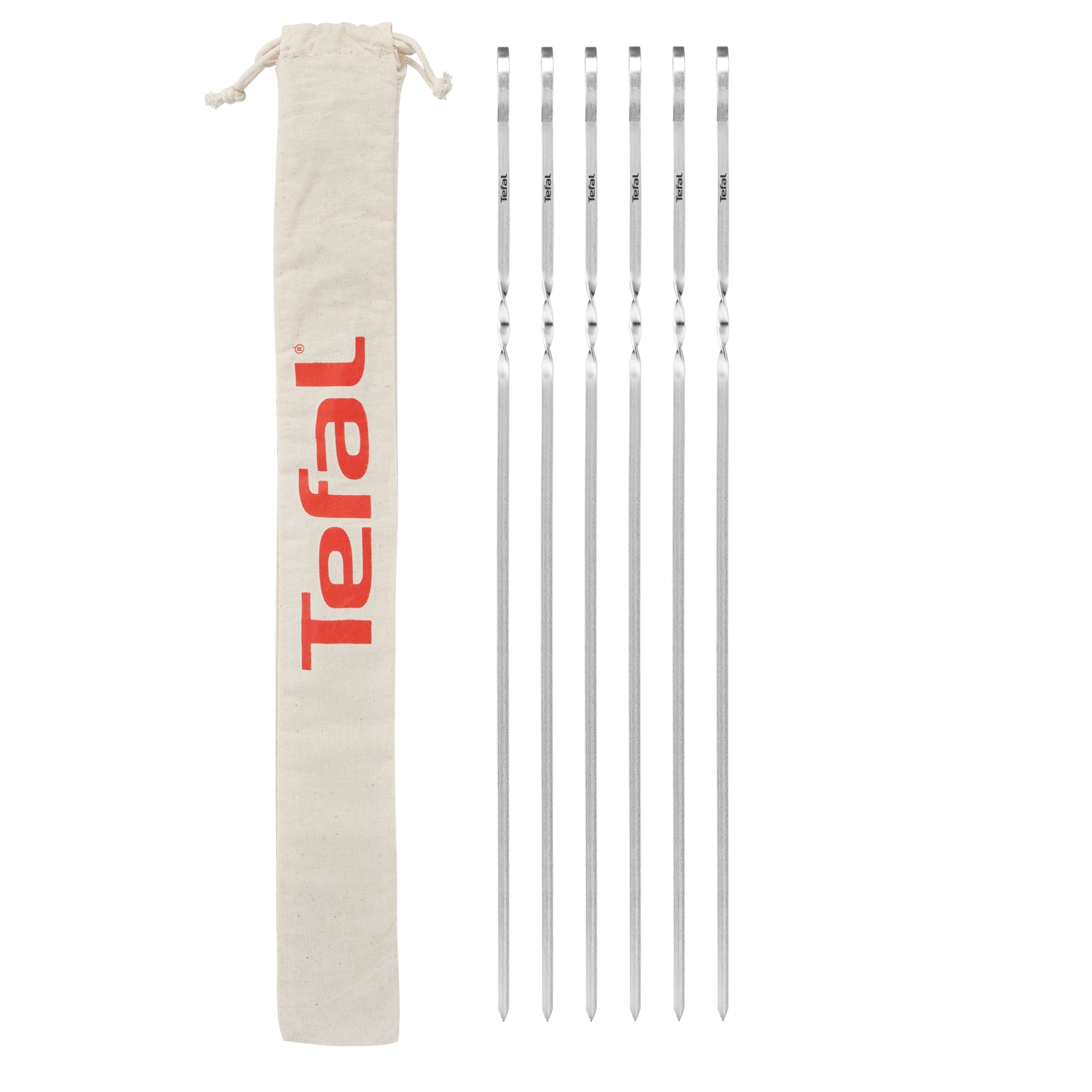 Set de 6 frigarui Tefal XL, sac din bumbac pentru depozitare, dimensiuni XL, 40.1 cm lungime, inox, argintiu