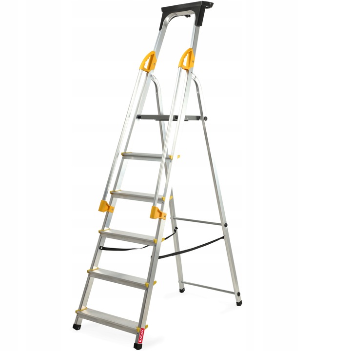 Scara de lucru, Kadax, Aluminiu, Sarcina maxima 150 Kg, Argintiu
