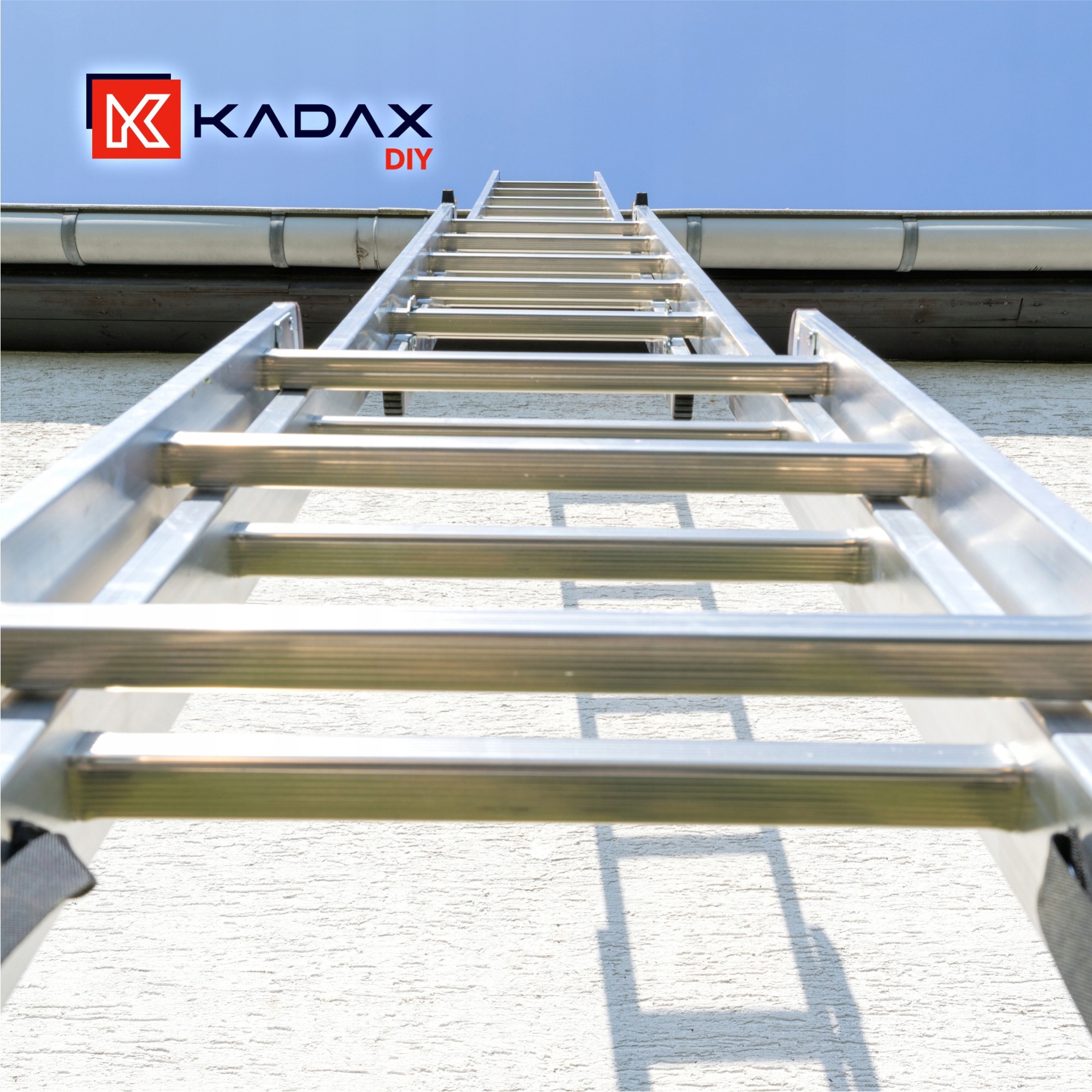 Scara culisanta de lucru Kadax, 3 tronsoane, 8 trepte, Aluminiu ...