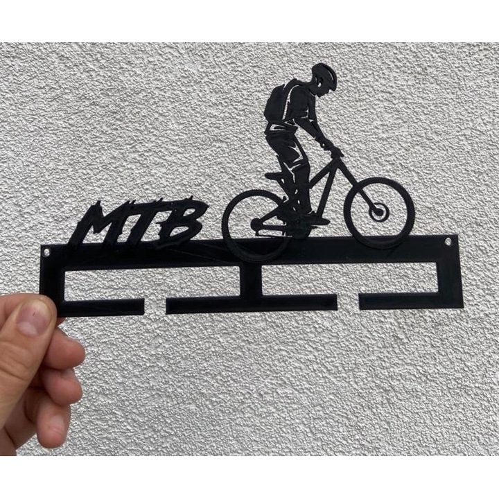 Suport medalii "BIKE ", biker, pasionati de ciclism, trasee biciclistice 12,8 x 25 cm negru