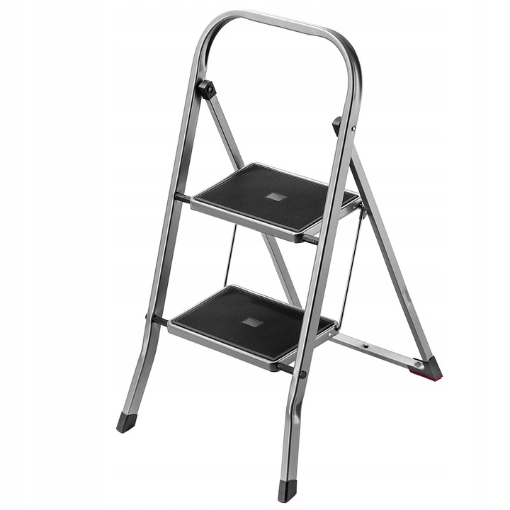 Scara de lucru, Kadax, Otel, Sarcina maxima 150 Kg, Negru/Argintiu