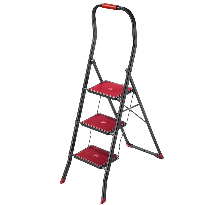 Munkalétra, Kadax, Acél, Maximális teherbírás 150 Kg, Fekete/Piros