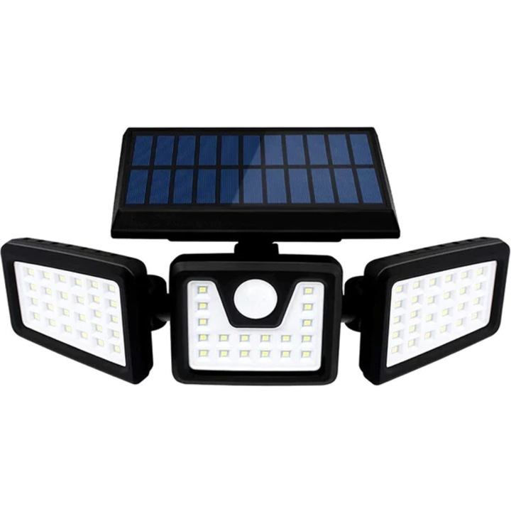 Lampa solara de exterior cu 3 capete, LED, incarcare solara