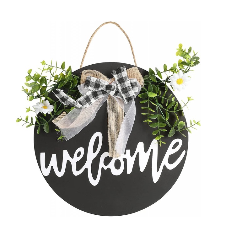 Decoratiune de bun venit Brynnl, plastic/textil, multicolor, 30 x 30 x 2 cm