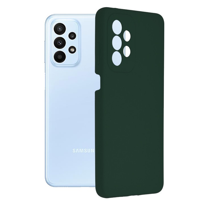 Samsung Galaxy A23 4G / A23 5G tok, prémium szilícium, Alcantara belső, mátrix, zöld