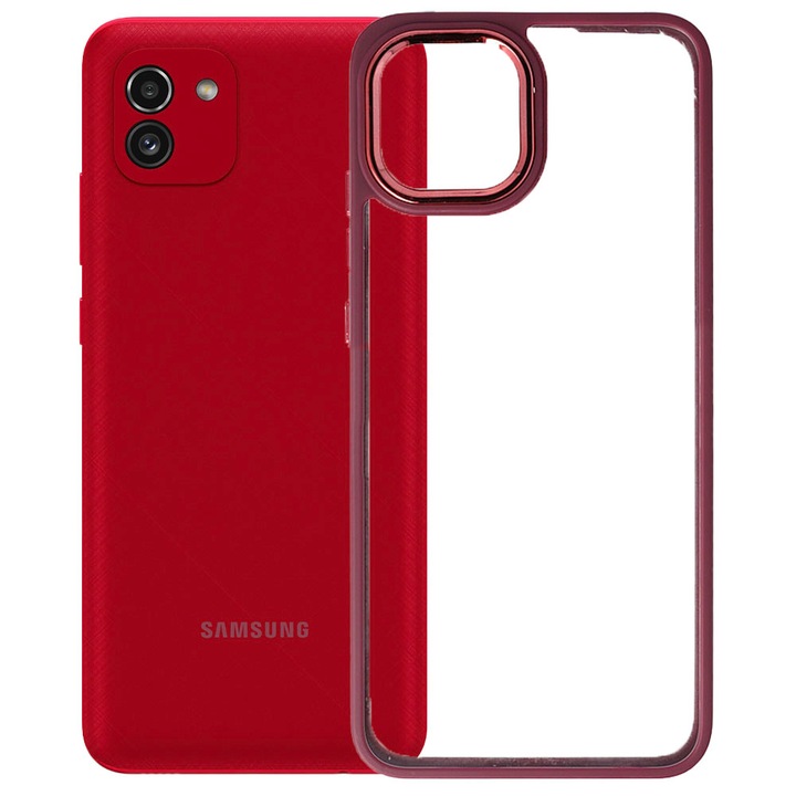 Калъф, Съвместим със Samsung Galaxy A03 4G, твърд гръб от поликарбонат, TPU ръбове, черен/прозрачен