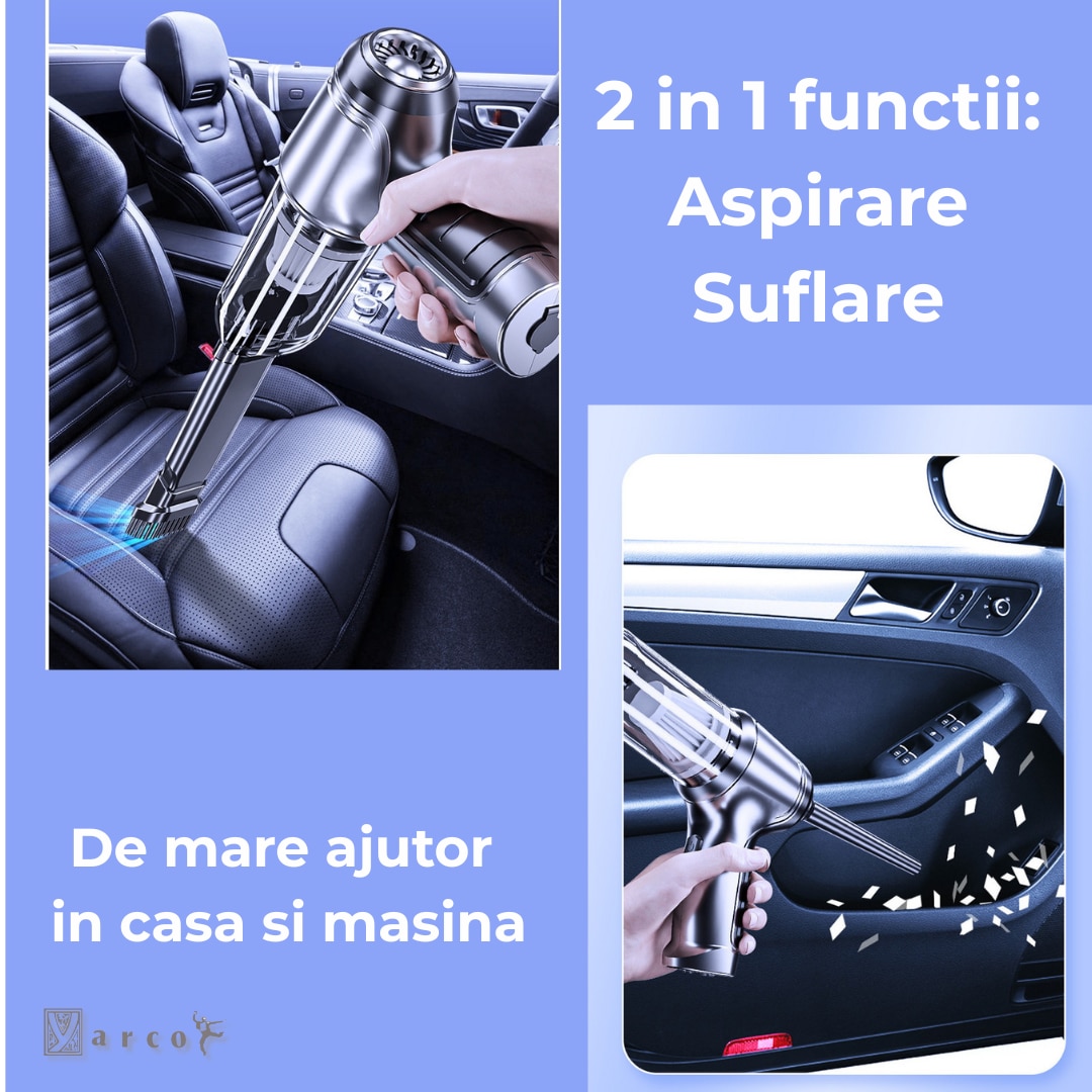 Aspirator Portabil YARCO Silver 3 in 1 – Aspirare, Suflare, Sigilare