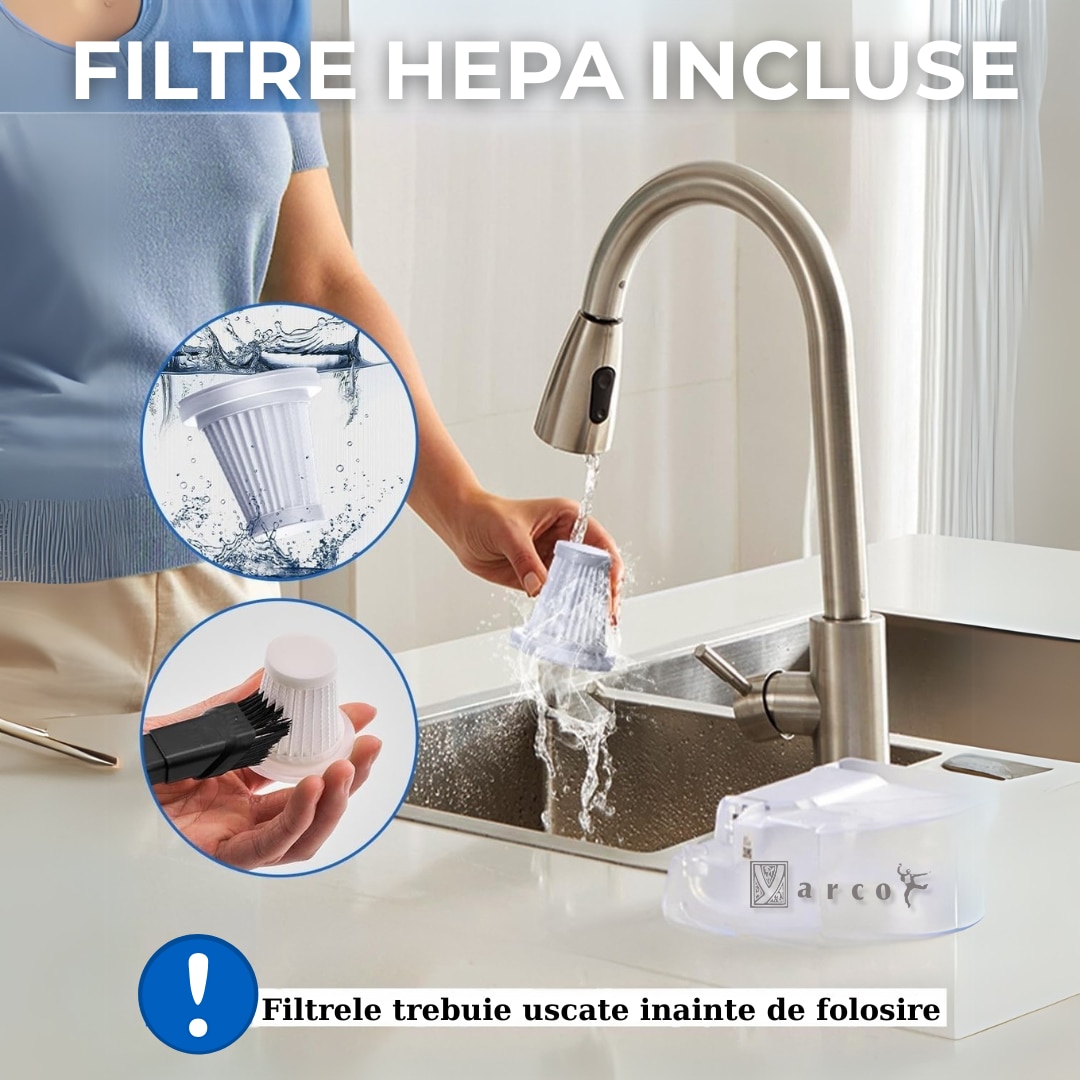 Aspirator Portabil YARCO Silver 3 in 1 – Aspirare, Suflare, Sigilare
